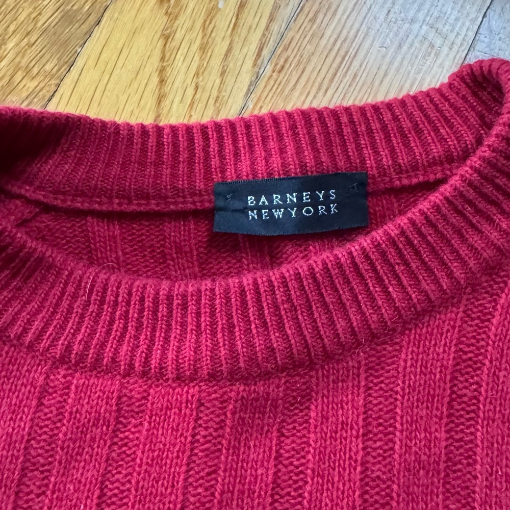 Barneys New York Deep Red Ribbed Sweater - Picture 3 of 8